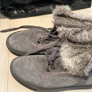 Vince Gray Fur-Lined Winter Boots
